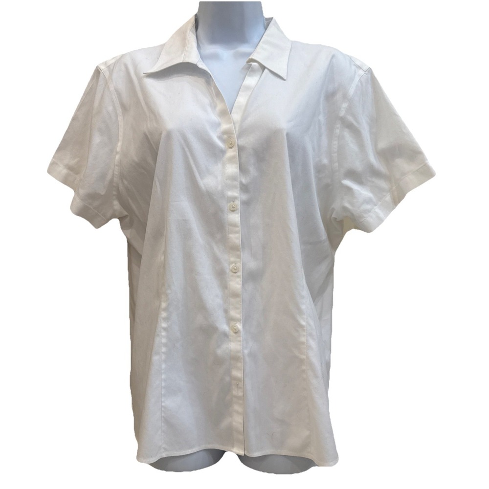 Eddie Bauer Wrinkle Resistant Shirt XXL Short Sleeve Stretch Cotton Womens Basic